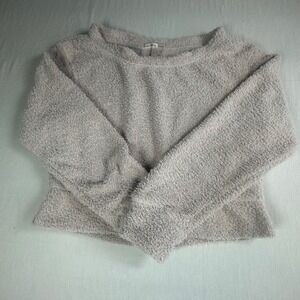 Sincerely Jules Womens Fuzzy Knit Cropped Sweater Mauve Taupe Size Medium